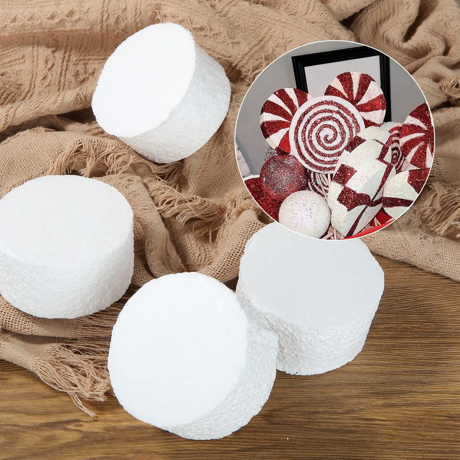 18 Pack 3.9 Inch Foam Circles for Crafts (2”Thick) round Foam Disc Craft Foam Circle for DIY Art Projects (White)