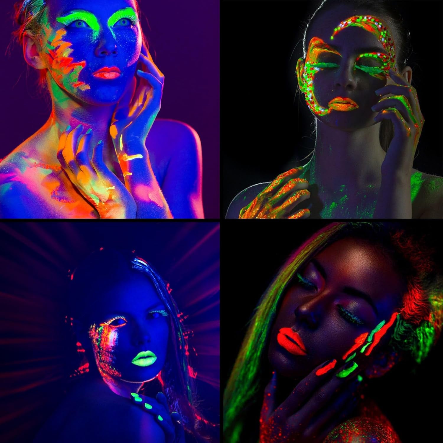 Blacklight Reactive Crayons | Glow in the Dark Paint for Face and Body | Intense Luminous Sticks for Fluorescent Parties | Colorful UV Makeup Neon Gift | Glow Markers Accessories - 12 Pcs