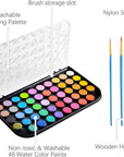 Upgraded 48 Colors Washable Watercolor Paint Set with 3 Brushes and Palette, Non-Toxic Paints Sets for Kids, Adults, Beginners Artists, Make Your Painting Talk…