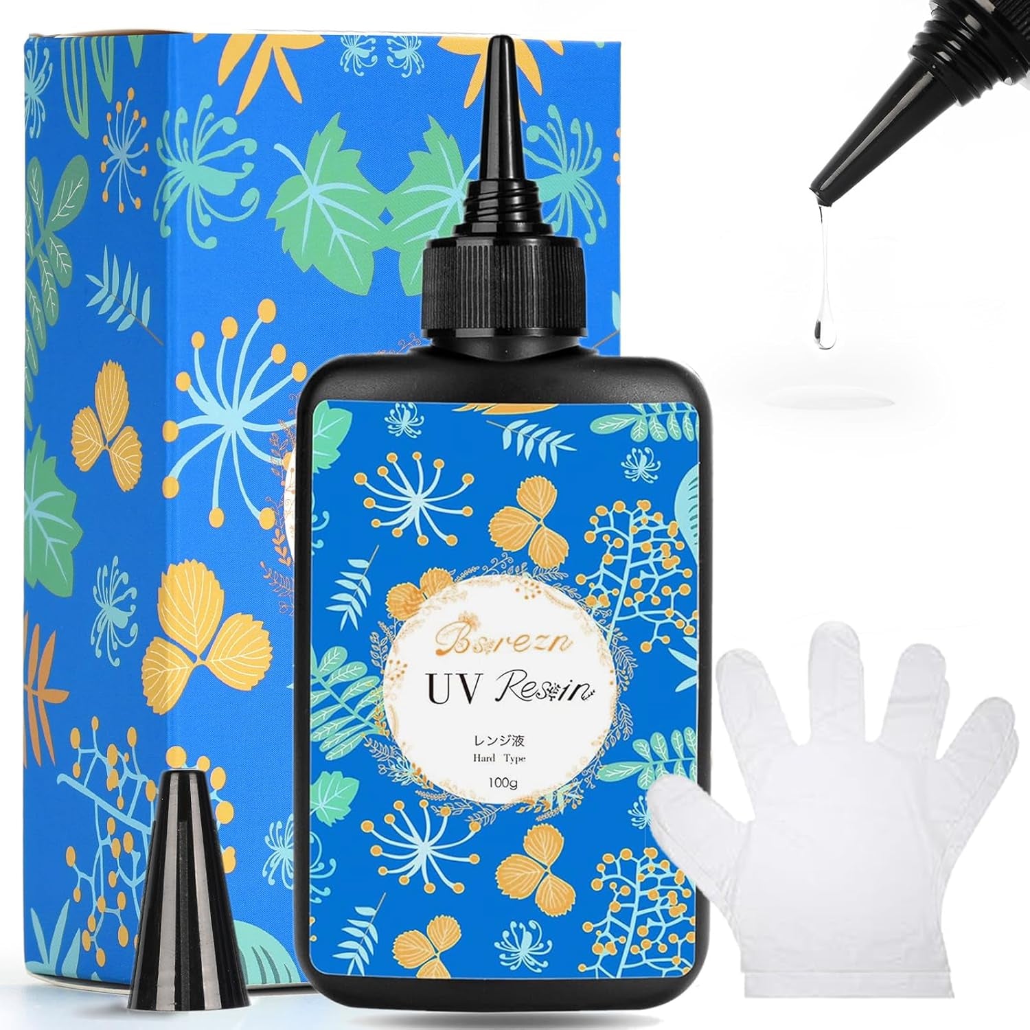 UV Resin Hard, Crystal Clear UV Cure Epoxy Resin Kit Premixed Resina UV Transparent Solar Activated Glue for Jewelry Making Fast Curing 100G with Wooden Stick