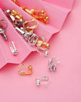 30 Pieces Clip-On Earring Converters Non-Pierced Earring Findings Dangle Earring Clips with Easy Open Loop and Silicone Earring Pads for Daily Accessory, 3 Colors (Style A)