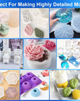 Silicone Mold Making Kit,64Oz Super Elastic Liquid Silicone for Mold Maker, Fast Cure Translucent Silicone Rubber for Casting Resins Mold,Silicone Mold,Candle Mold,Soap Mold,Food Mold