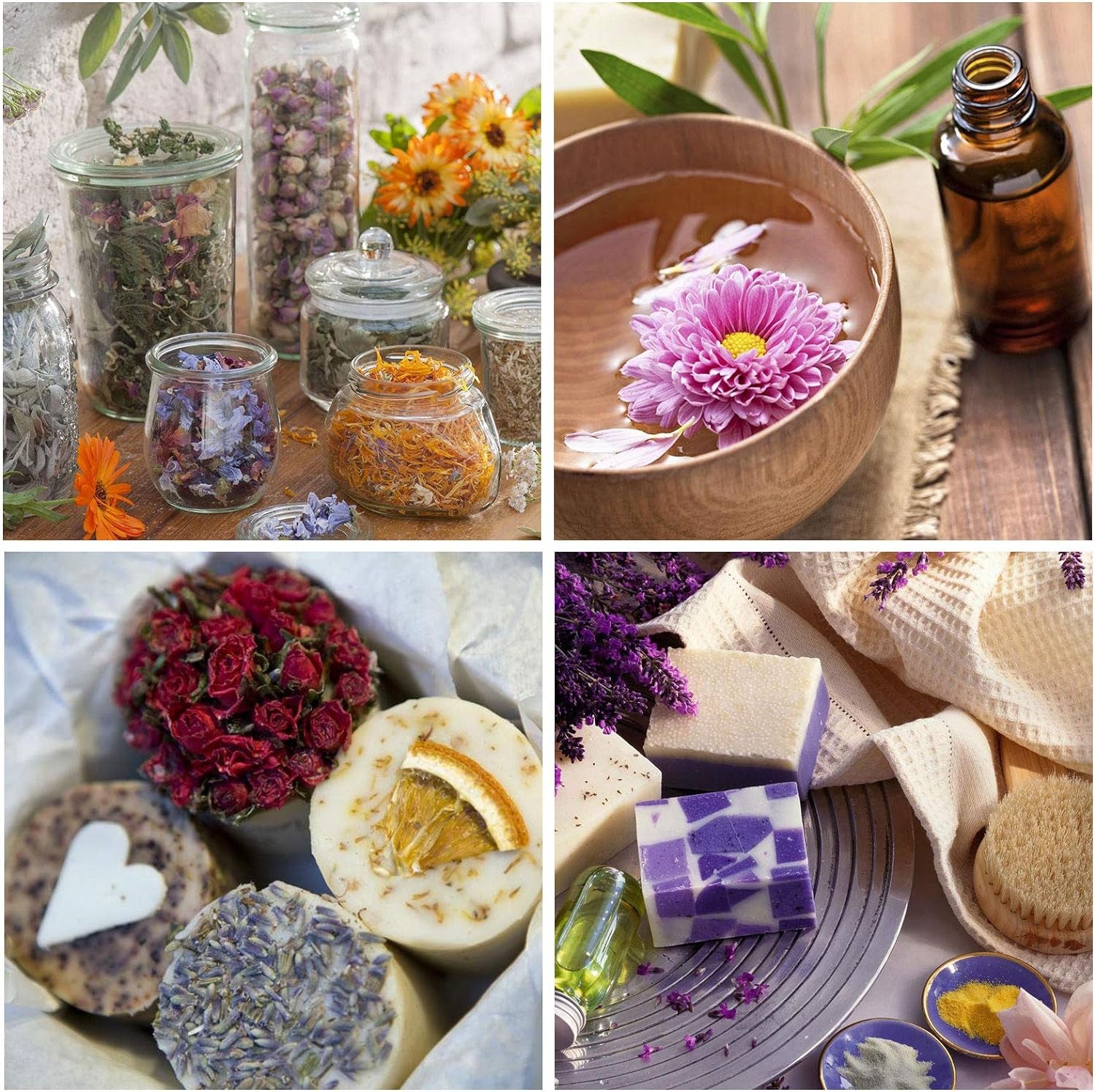 9 Bags Dried Flowers,100% Natural Dried Flowers Herbs Kit for Soap Making, DIY Candle Making,Bath - Include Rose Petals,Lavender,Don'T Forget Me,Lilium,Jasmine,Rosebudsand More