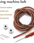 Sewing Machine Belt, 71" 3/16" Sewing Machine Leather Belts Sewing Machine Treadle Belts with Hook for Singer/Jones Sewing Machine (2 Pcs with Accessories)