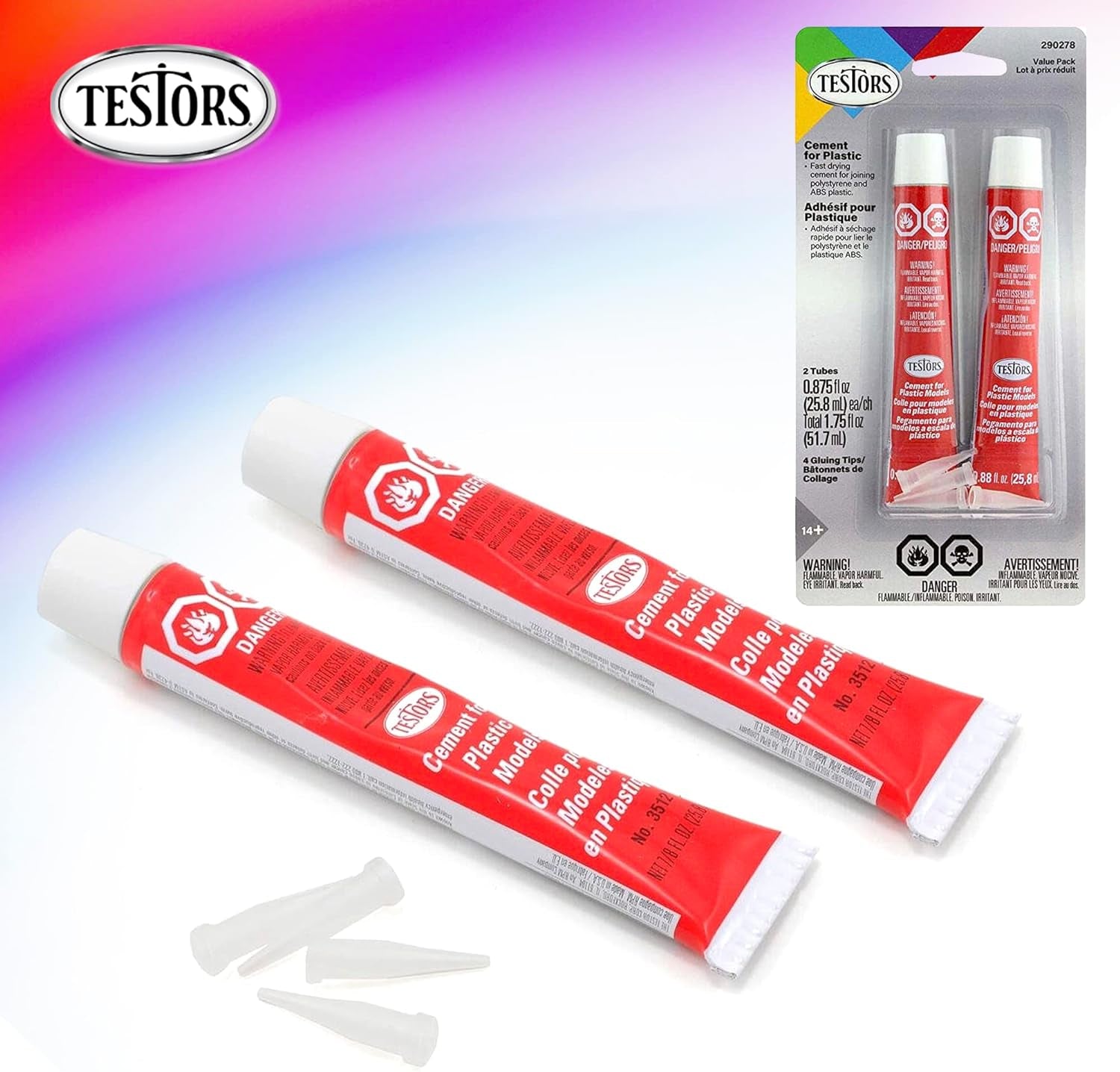 Testors Cement Plastic Model Glue Adhesive 2-Pack, 6 Fine Detail Miniatures Paint Brushes, Precision Crafting Knife with Extra Blades and Tips