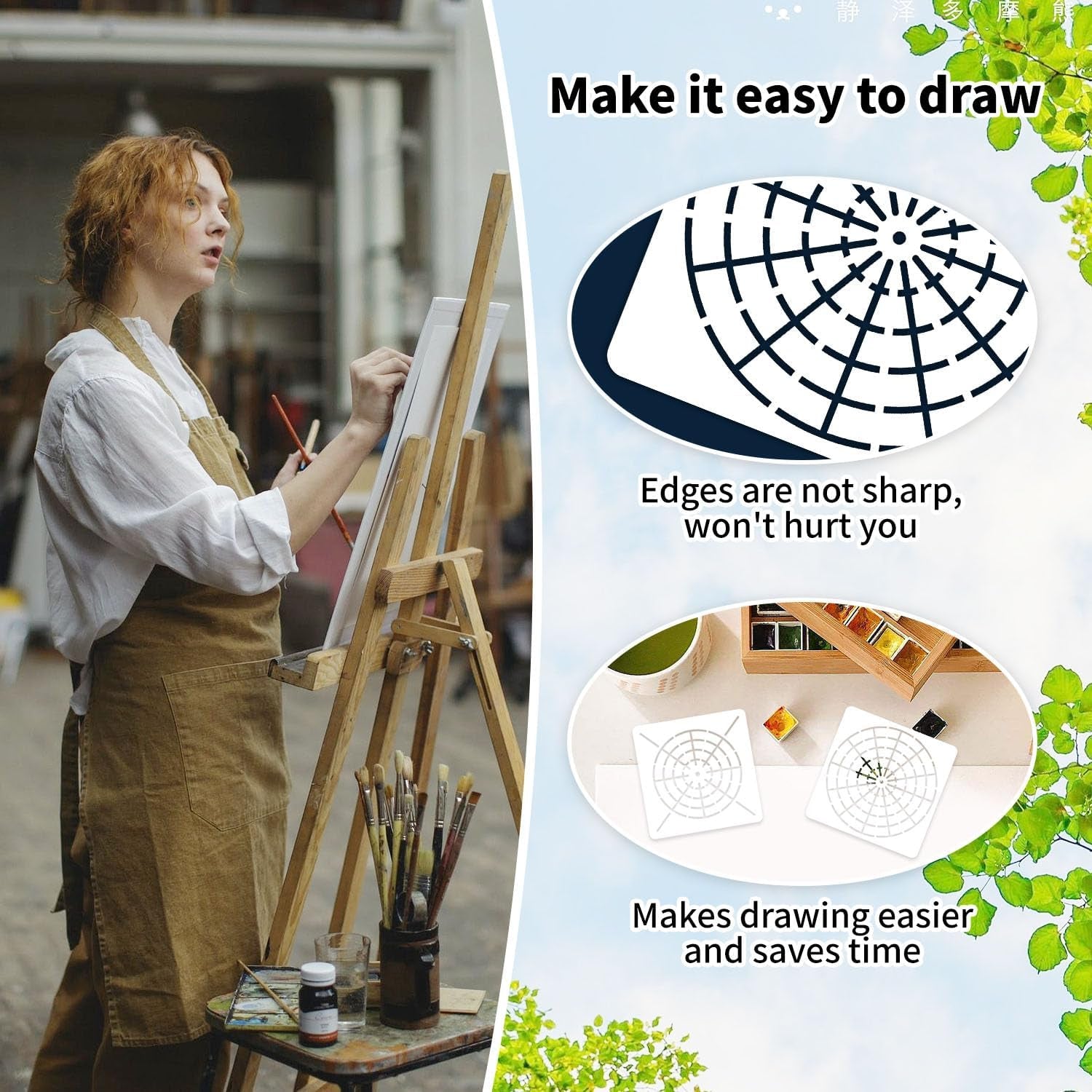 15 Pieces Mandala Dot Painting Tool Stencils Set, 8/12/16 Segment 3/4/5/6/8 Inches Reusable Mandala Stencil Template for Rock Wood Canvas DIY Painting Art Projects