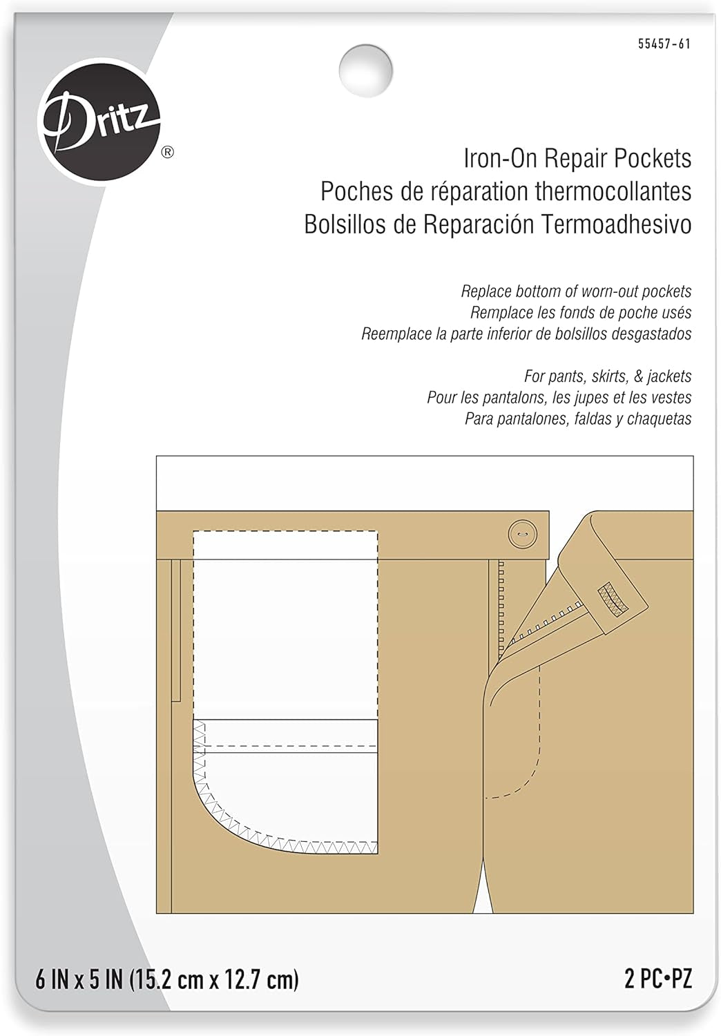55457-61 Repair Pockets, Iron-On, White (2-Count)
