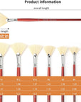 Fan Brush for Painting, 7 Pieces Fan Brush Set with Hog Bristle Natural Hair and Long Wood Handle, Professional Artist Fan Brushes for Acrylic Painting,Oil Watercolor Painting