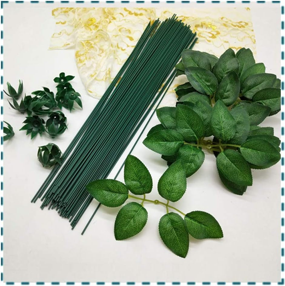 200 Pcs 16 Inch 22 Gauge Dark Green Floral Stem Wire,Flower Making Accessory Perfect for DIY Bouquet Stem Wrapping and Crafts