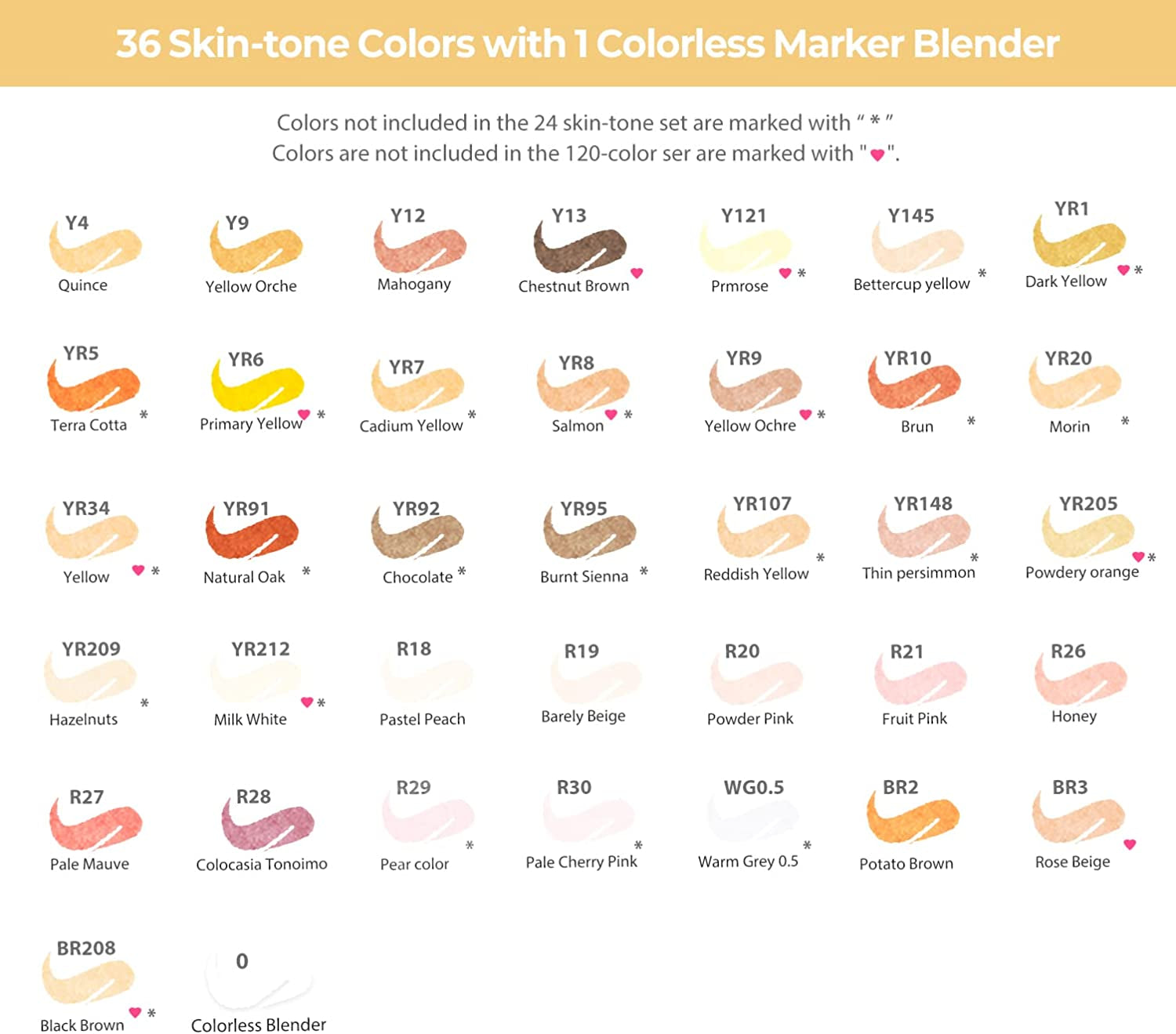 Alcohol Markers Skin Tone Brush Tip -Skin Color Art Marker Set for Artist Adults Coloring Illustration -36 Portrait Colors - Refillable Ink - Brush & Chisel Dual Tips- Honolulu of  Markers