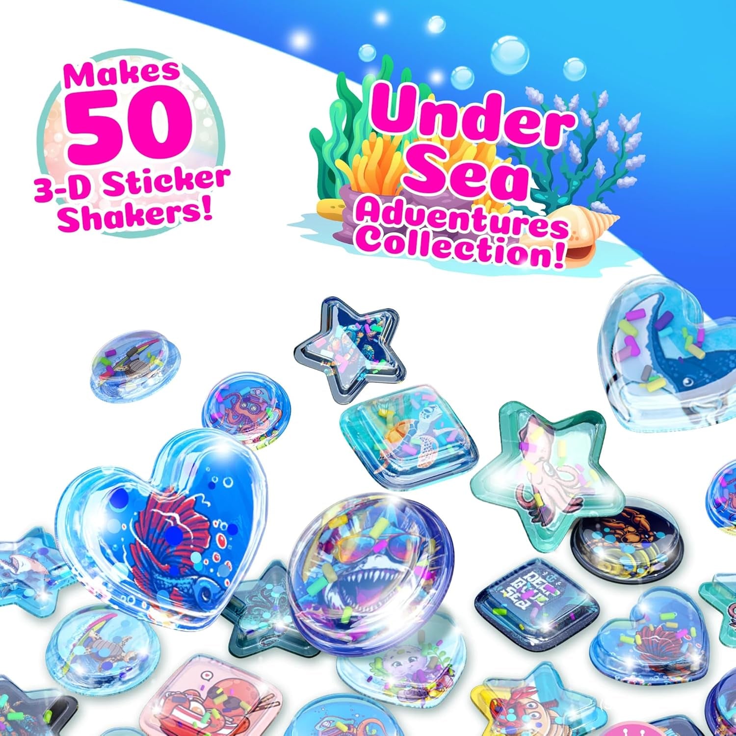 3D Sticker Maker Kit for Girls and Boys, DIY Arts and Crafts Fun for Ages 6+, Creative Toy Gift Set Includes 50+ Custom Refills- Safari Party Pack | ILY Undersea Adventure