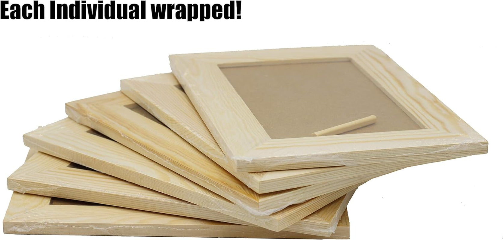 Pack of 6 - Unfinished Solid Pine Wood Picture Frames for Arts &amp; Crafts, DIY Painting Project - Stand or Hang on the Wall - (8X6 Frame Size Holds 6X4 Pictures) for Adults and Kids Craft