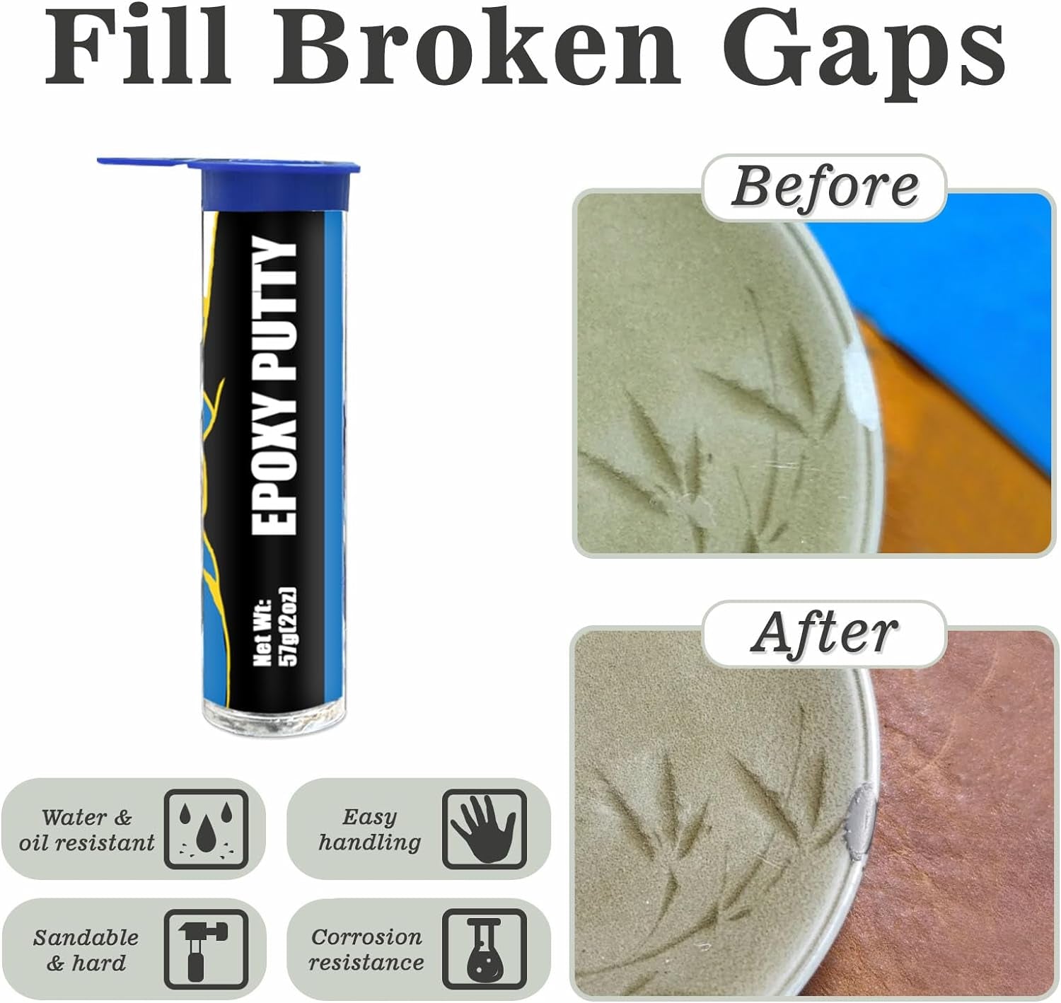 Kintsugi Repair Kit Food Safety, Japanese Gold Repair Kit, Bio Gold Glue for Ceramics and Porcelain Repair, Ceramic Repair Kit with Two Practice Cup Perfect for Beginners, Dishwasher Safety