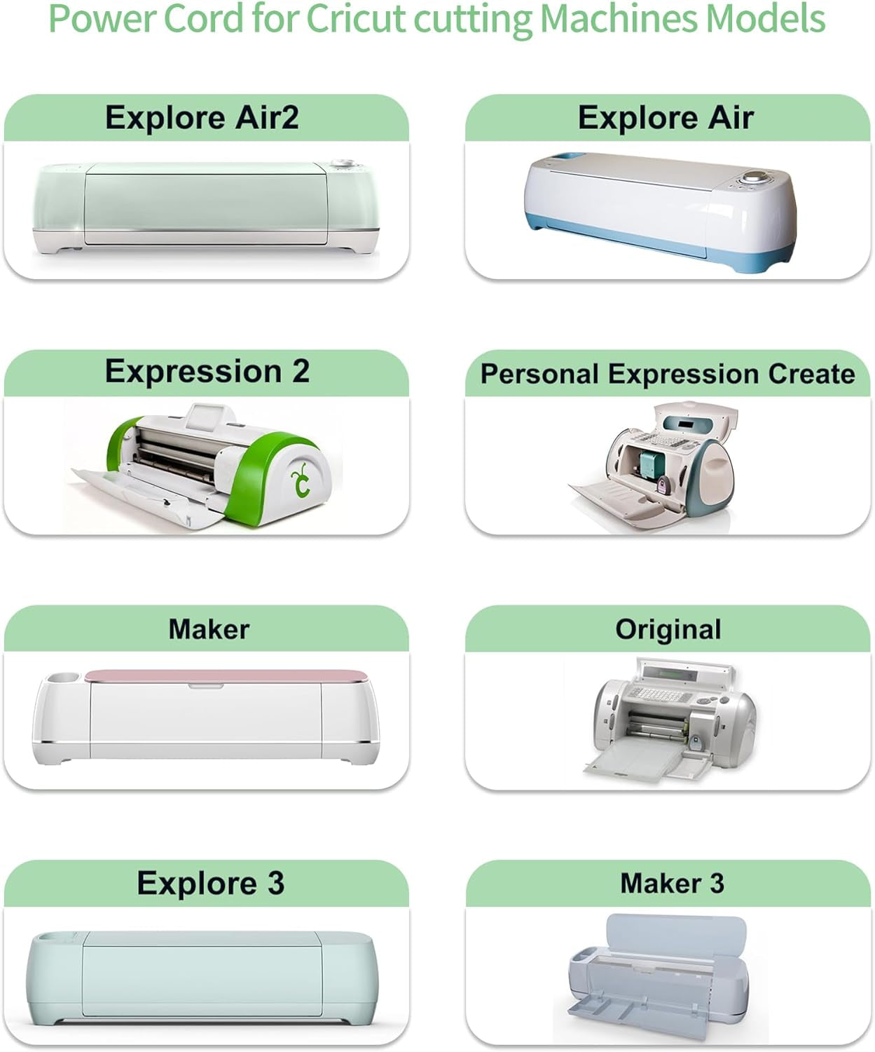 Power Cord for Cricut Explore Air 2/Expression 2/Maker/Explore/Explore Air/Explore One/Create/Cake/Mini/Original Replacement for Cricut Maker KSAH1800250T1M2 Cutting 18V Charger Power Supply (White)