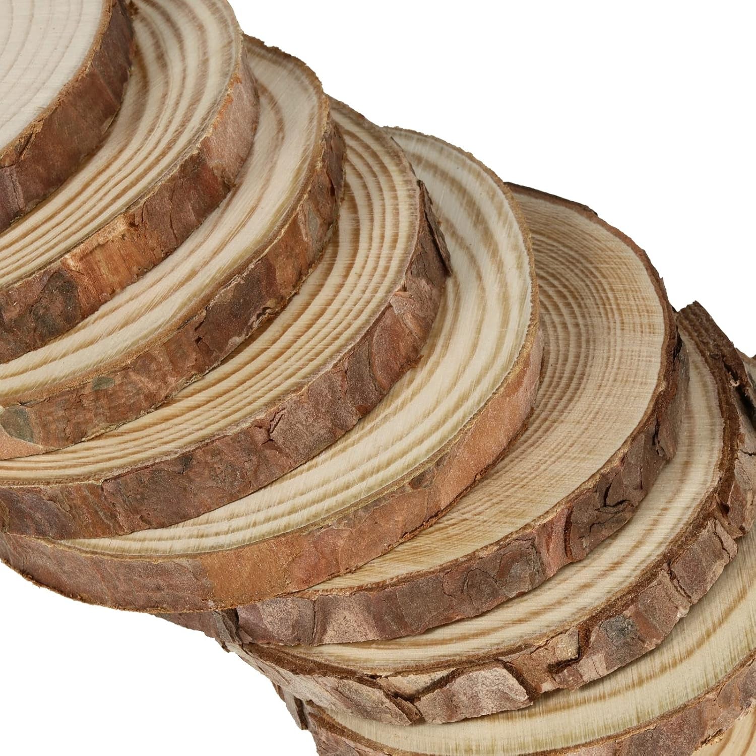 80 PCS 3.5-4 Inch Wood Slices, Natural Wood Circle Slices with Bark, Unfinished Wood Discs for DIY Crafts, Christmas Ornaments, Wedding Decorations