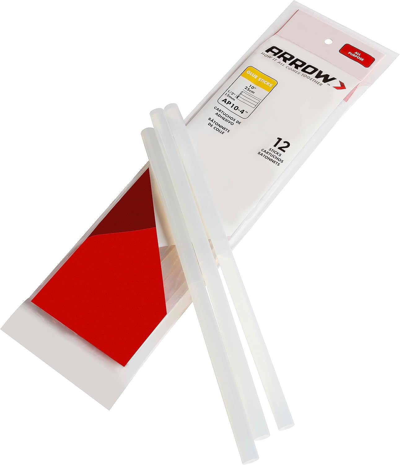AP10-4 All Purpose Full Size Glue Sticks for Hot Glue Guns, Use for High Temp and Low Temp Crafting, Hobbies, and General Repair Projects, 10-Inch by 1/2-Inch, Clear, 12-Pack
