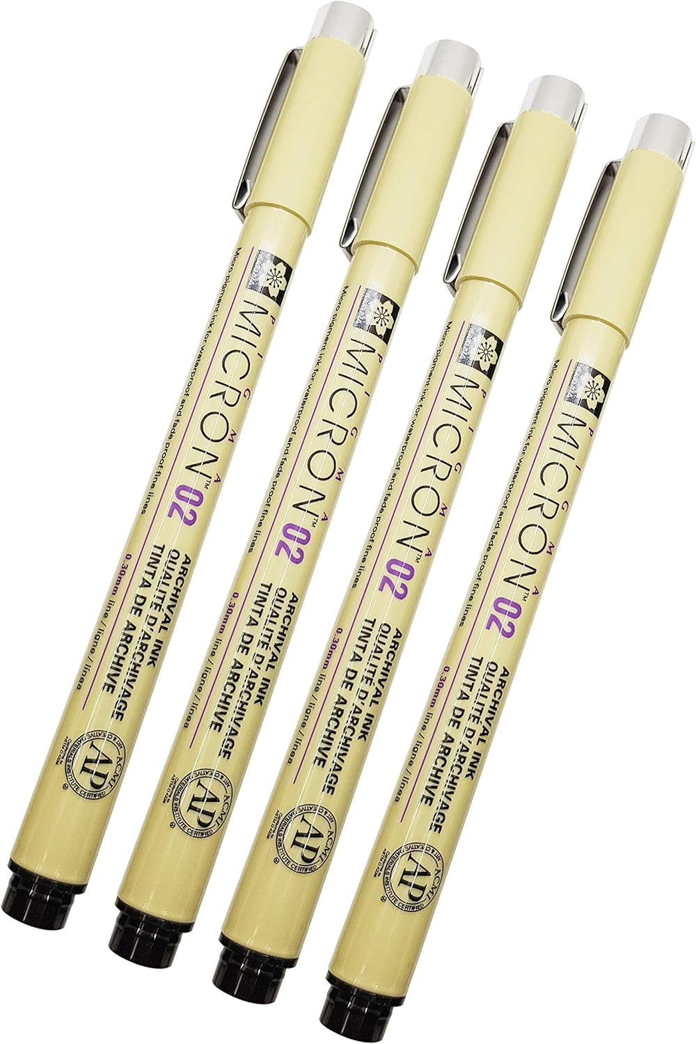 Pigma Micron 02 Black Pen 0.3Mm Line Width Pack of 4 (02)