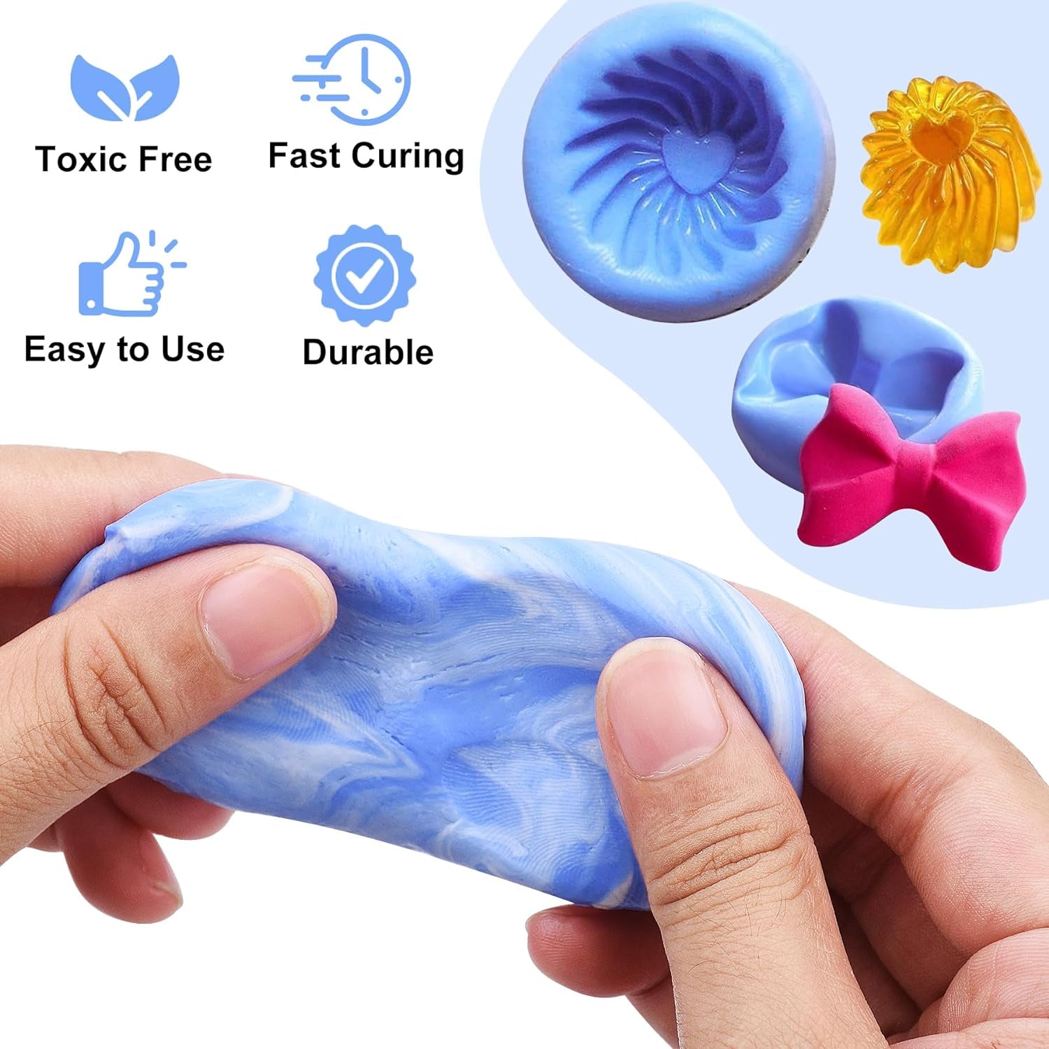Silicone Putty - 7/8 LB Flexible Silicone Mold Making Kit for Reusable Silicone Molds Making - Easy 1:1 Mixing Ratio Fast Cured Molding Putty for Casting, Resin Molds, Soap Molds, Candle Molds