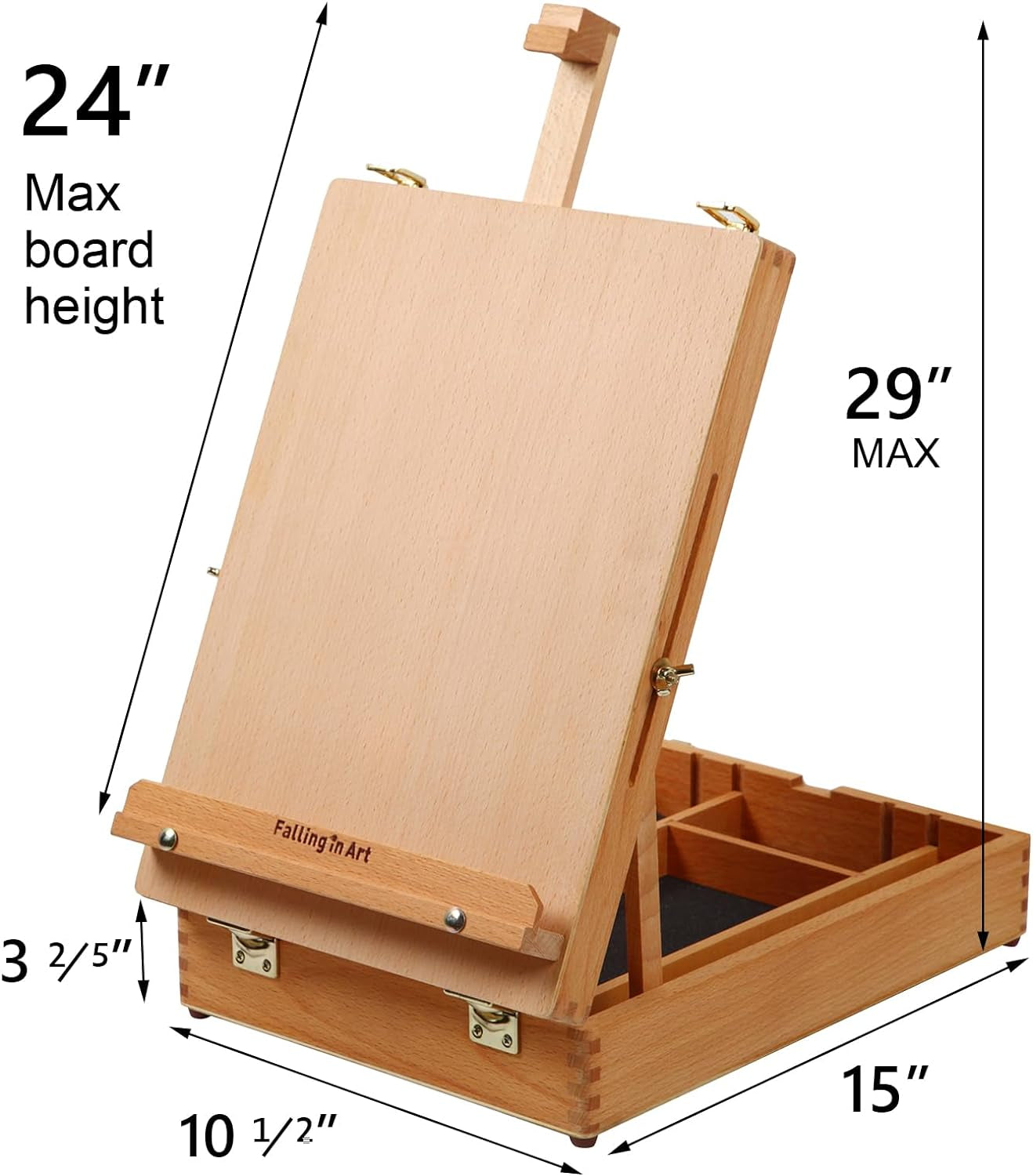 Wooden Tabletop Easel, Solid Wood Sketchbox Desktop Easel for Painting, Portable Art Drawing Easel for Beginners and Professionals