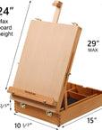 Wooden Tabletop Easel, Solid Wood Sketchbox Desktop Easel for Painting, Portable Art Drawing Easel for Beginners and Professionals