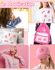 10Pcs Pink Preppy Iron on Patches for Girls Y2K Chenille Embroidered Repair Patch Hanging Lip Lightning Bolt Leopard Face DIY Accessories Sew on Applique for Backpack Clothes Hats Dress Jackets Jeans