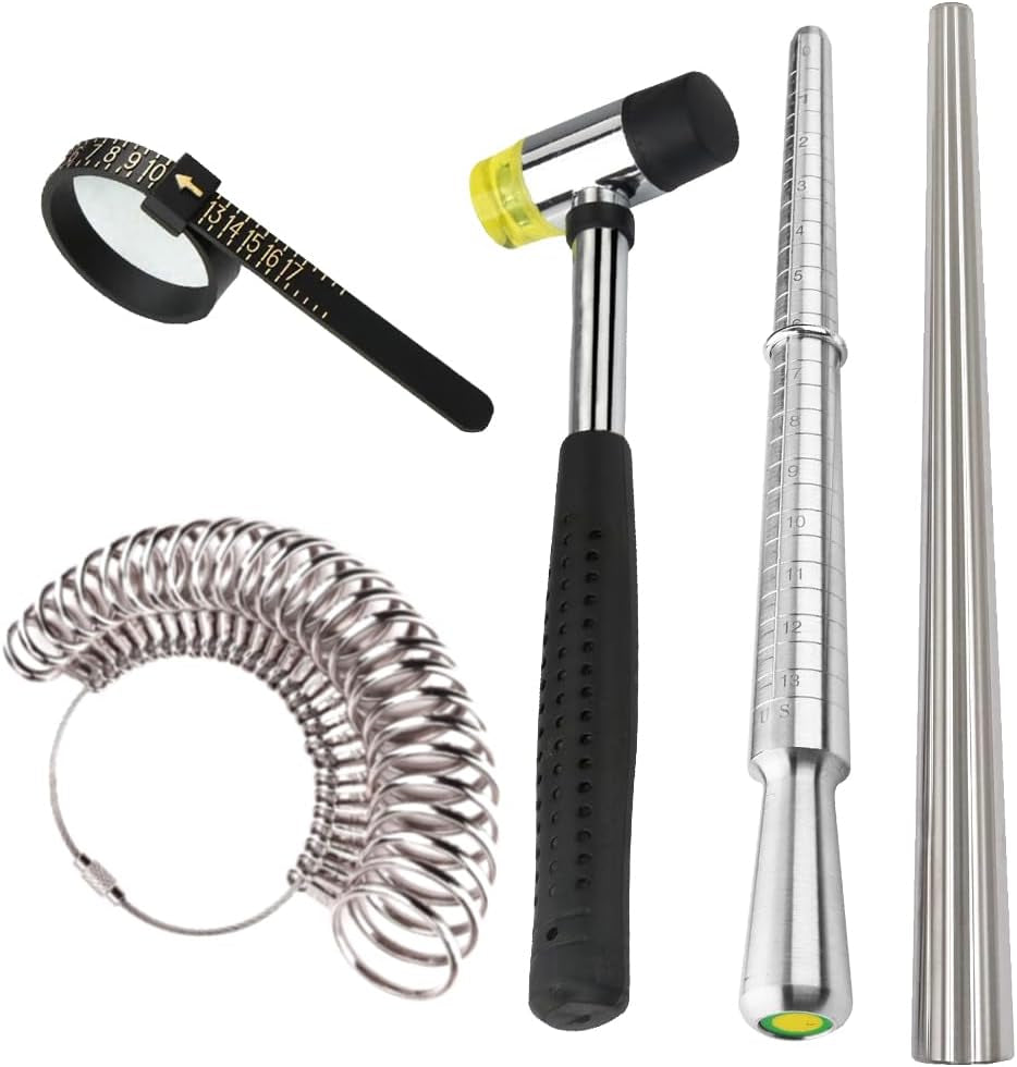 US Ring Sizing Kit,Gauge Set with Measuring Tool,Sizes 0-15 Steel Ring Mandrel.Finger Sizer1-13 with Half Size,Measuring Wedding Rings