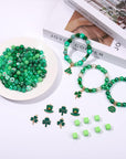2566PCS+ St. Patrick'S Day Beads for Jewelry Making Green Heishi Pearl Star Letter Clay Wooden Irish round Loose Beads with Enamel Luck Shamrock Hat Pendants for DIY Necklace Bracelets Making Kit