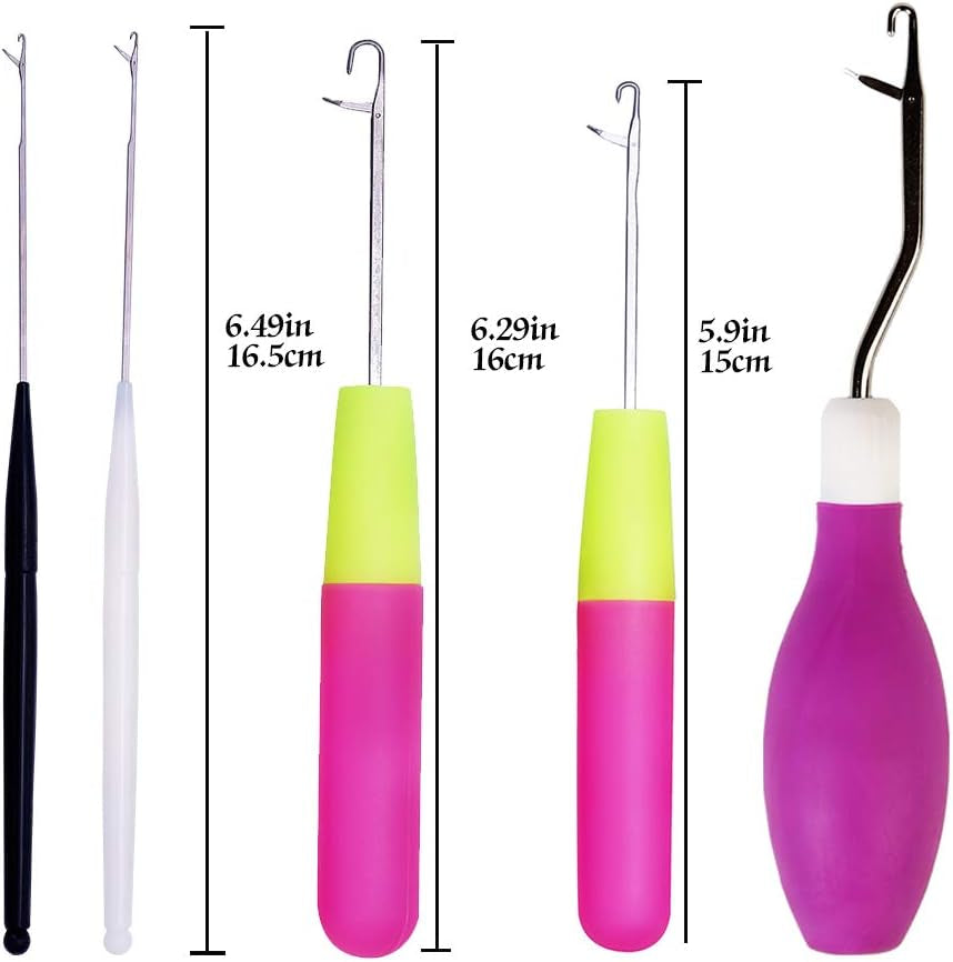 5 Pieces Different Size Latch Hook Set, Latch Hook Crochet Needle, Crochet Hook with Latch, Dreadlocks Crochet Hook Set, Latch Hook Crochet Needle, Bent Latch Hook for Carpet Making