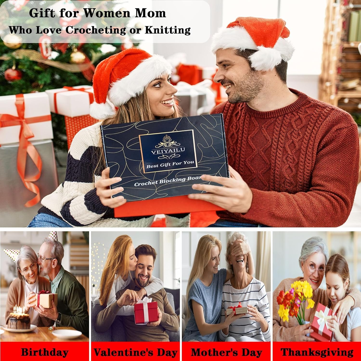 Crochet Blocking Board with 16 Pegs, 11X11 Inch: Granny Square Blocking Board - Gifts for Women, Mom, and Mother, Blocking Boards for Crochet Projects