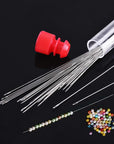 40 PCS Beading Needles, Seed Beads Needles Extra Fine Thin Beading Embroidery Needles Long Straight Beading Thread Needles for Bracelets Jewelry Making with Needle Threaders and Sewing Pin Cushion