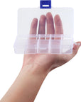 Transparent Plastic Grid Box Storage Organizer for Display Collection with Adjustable Dividers - 15 Clear Grids - 6.9"X4"X0.9"