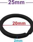 20 Pack Key Ring Keychain 1 Inch 25Mm Diameter Metal Flat Split Key Chains Rings for Home Car Dog Tag Office Lanyards Keys Attachment Black