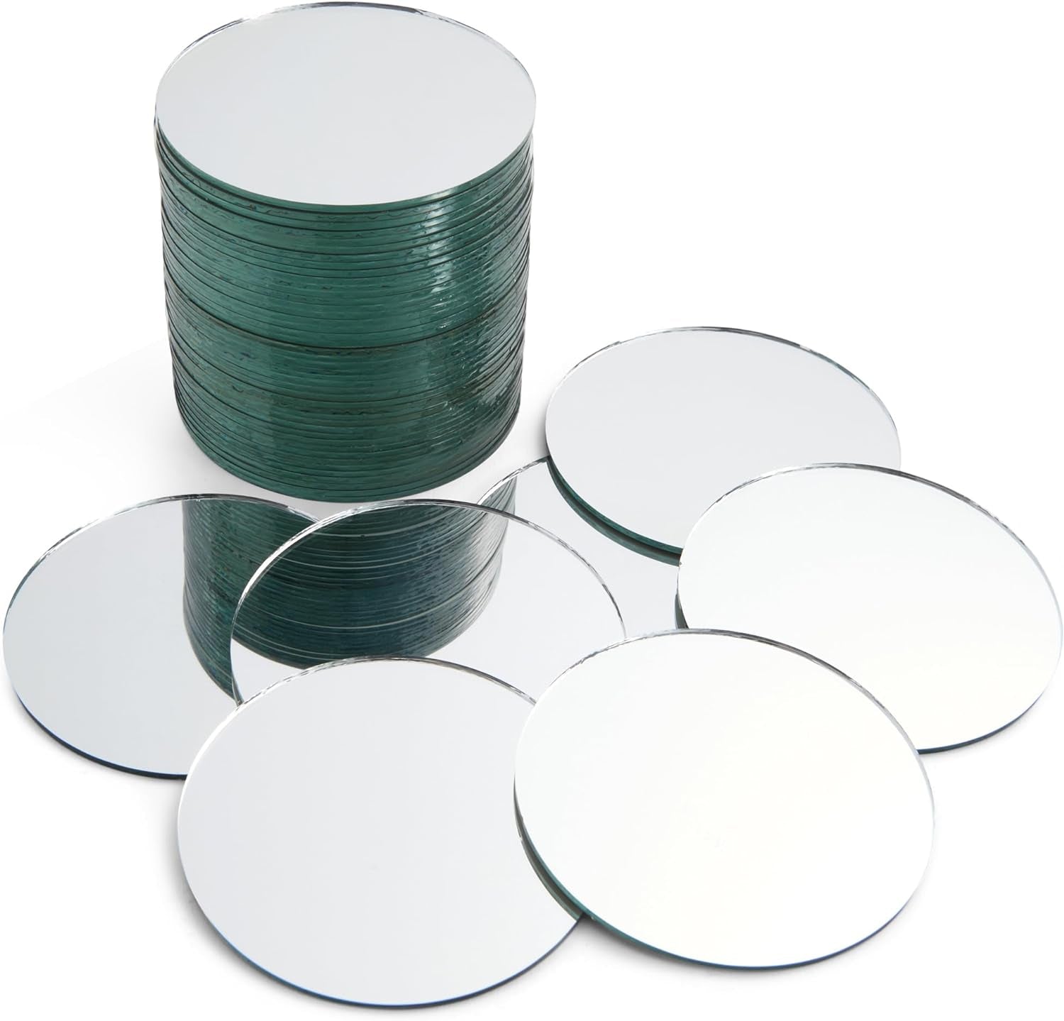50-Pack of Small round Mirrors for Crafts, 4-Inch Glass Tile Circles for Wall and Table Decor, Mosaics, DIY Home Projects, Decorations, Arts and Crafts Supplies