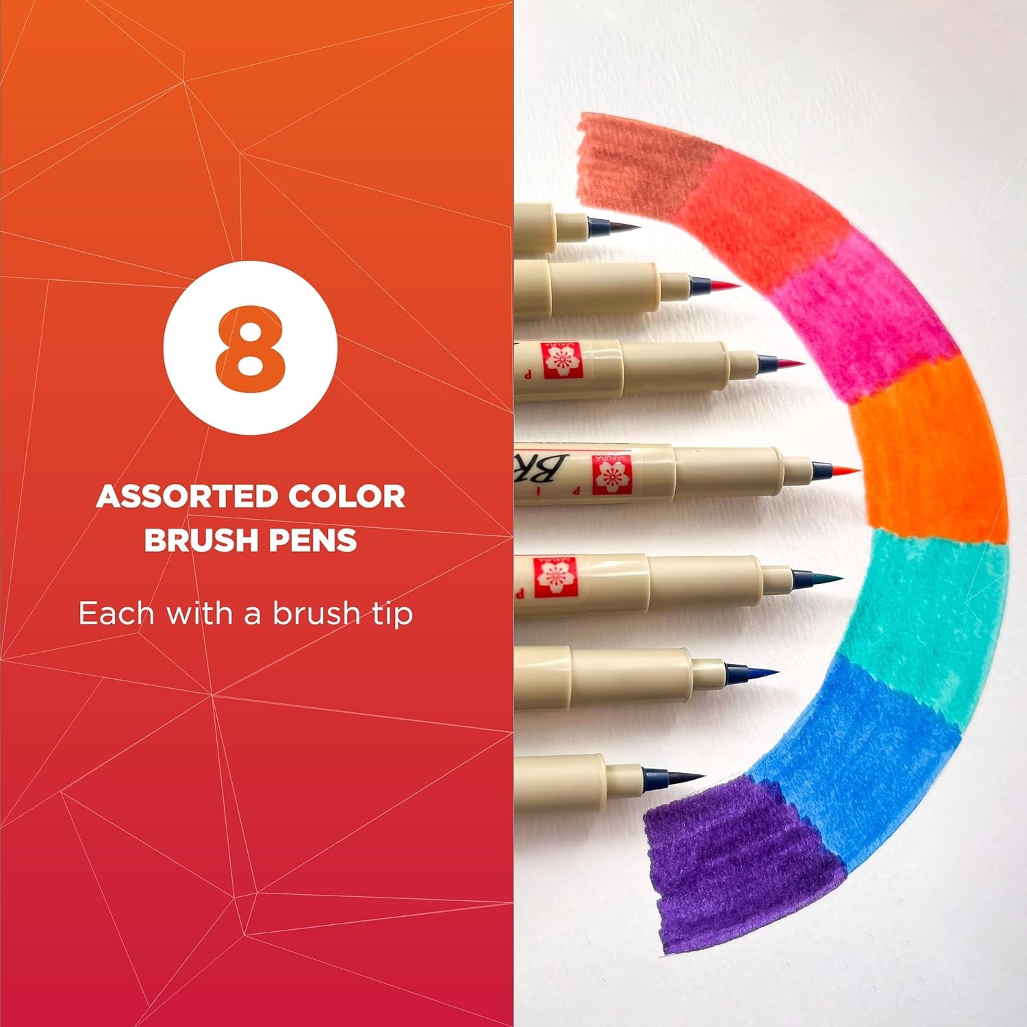 Pigma Micron Brush Pens - Archival Black and Colored Ink Pens - Pens for Writing, Drawing, or Journaling - Black and Assorted Colored Ink - Brush Nibs - 8 Pack