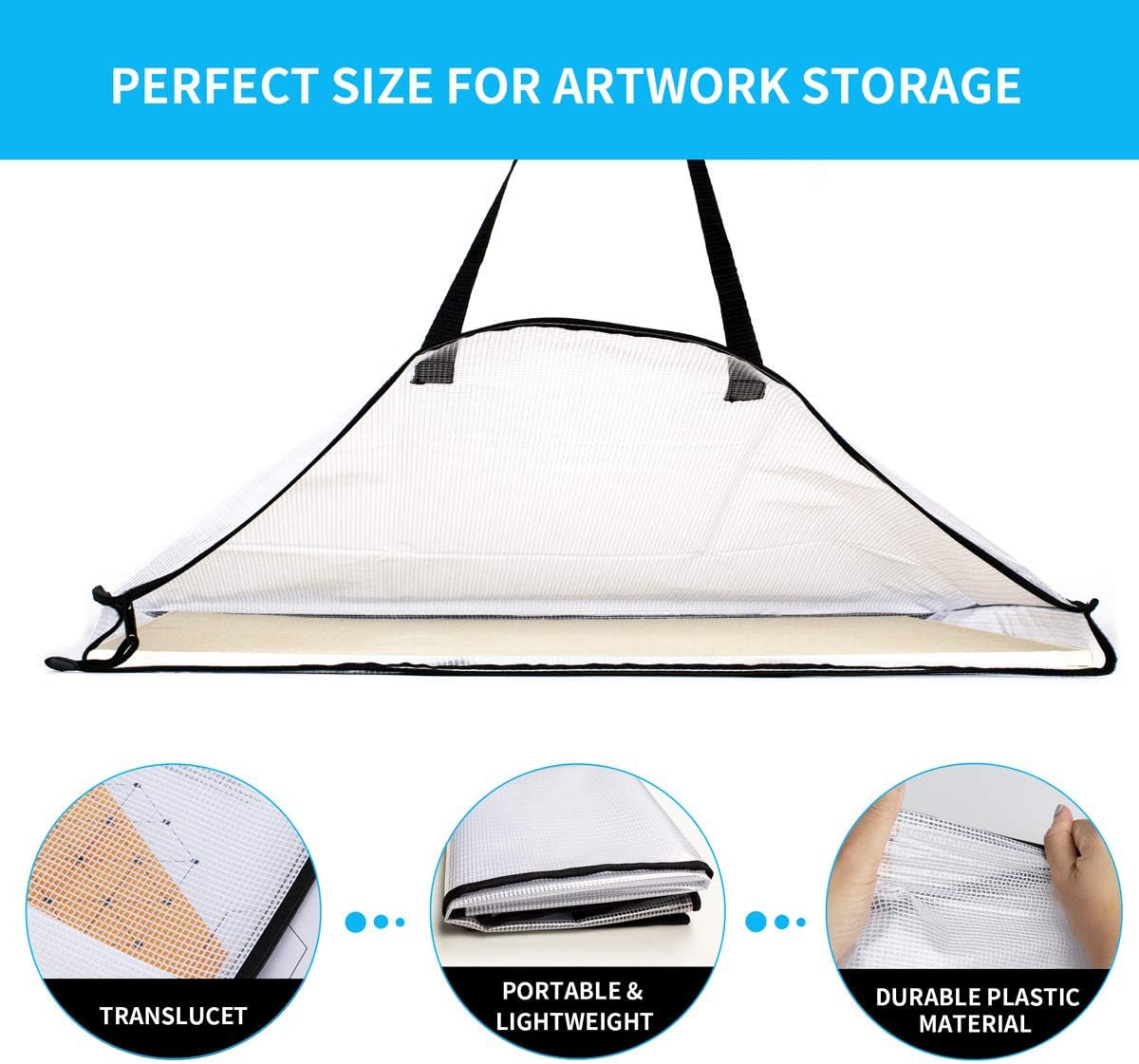 19X25 Art Portfolio Bag, 3 Packs Artist Supply Organizer with Handle, Zippered Storage Folder for Artwork, Poster, Scrapbook, Keepsake and Bulletin Board