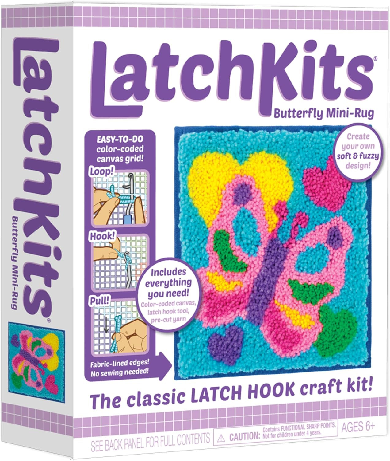 – Owl Latch Hook Kit – Easy-To-Learn Craft Project – No Sewing or Cutting – for Ages 6+