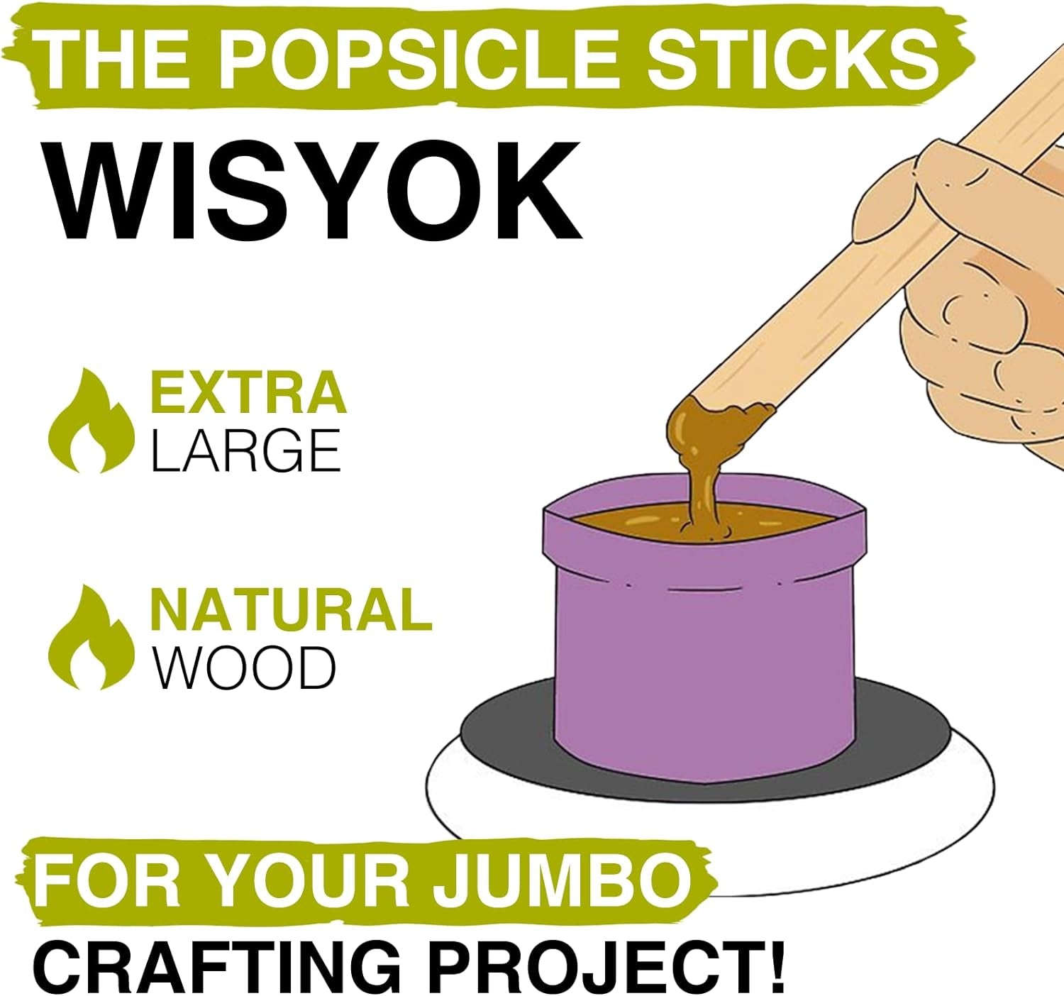 8'' Jumbo Craft Sticks - 90PCS Extra Large Natural Premium Wood, Ice Cream Sticks, Jumbo Sticks, Large Tongue Depressors, Plant Labels, Hair Removal and Waxing Supplies, Crafting