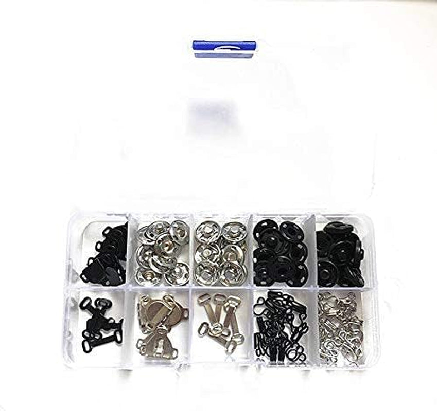 50 Pair Snaps for Sewing 3 Styles Hook and Eye Latch for Clothing Sewing Fixing Tools with Metal Sewing Buttons Fasteners Press Studs for Skirt Dress Bra Sewing DIY Crafting, 2 Colors (50)