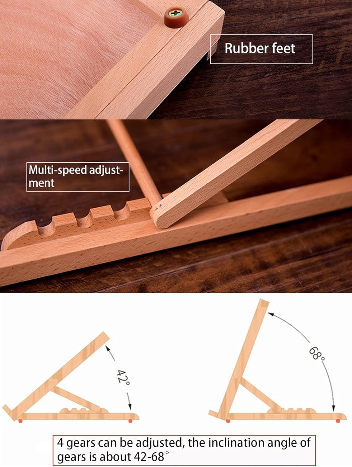 Desktop Drawing Sketching Easel, A3 Desk Easel, Drawing Board, 4-Position Adjustable Table Easel Painting Board for Artists, Children, Beginners