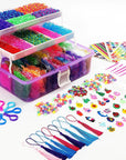 15000+ Rubber Loom Bands, Mega Rubber Bands Bracelet Kit,Loom Bracelet Making Kit with 3 Layer Container,30 Colors,380 Beads,30 Charms,Clips, Hooks Tools for DIY Art Craft