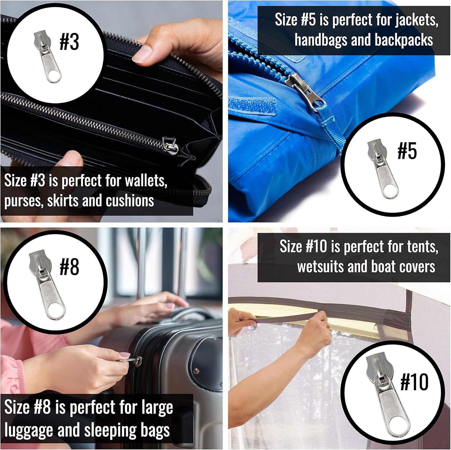 Zipper Repair Kit [197Pcs]: Kit Incl Zippers Slider, Zipper Pull Replacement & Zipper Stop. Great Zipper Fix for Jacket Zipper Replacement Slider.