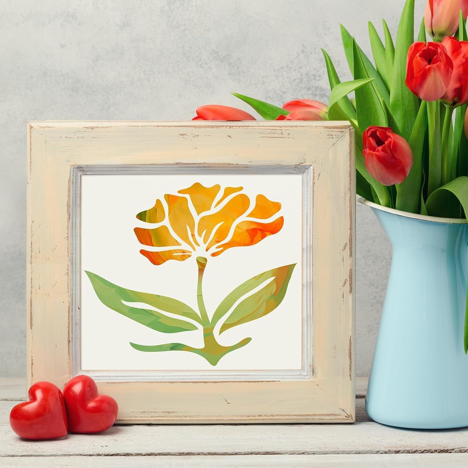 10 Pieces Flower Stencils Reusable Flower Stencils Templates for Painting on Wood Wall Floral Stencil for Painting on Furniture Canvas Paper Fabric