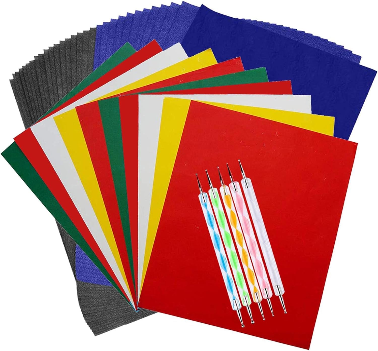 100 Sheets Carbon Transfer Paper,Tracing Paper Carbon Graphite Copy Paper with 5 Pieces Embossing Styluses Stylus Dotting Tools for Wood,Paper,Canvas and Other Art Surfaces 8.3 X 11.7Inch