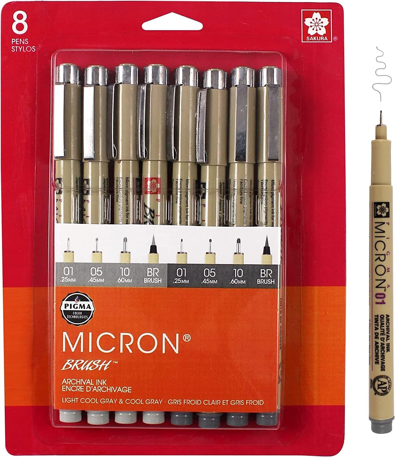 Pigma Micron Fineliner Pens - Archival Black and Gray Ink Pens - Pens for Writing, Drawing, or Journaling - Assorted Point Sizes - 1 Count Pack of 10