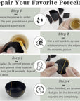 Kintsugi Repair Kit Food Safety, Japanese Gold Repair Kit, Bio Gold Glue for Ceramics and Porcelain Repair, Ceramic Repair Kit with Two Practice Cup Perfect for Beginners, Dishwasher Safety