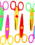 Plastic Kids Design Safety Art Scissors Creative Crafts Scissors Paper Scrapbooking Decorative Wave Lace Edge Cutters Set 6 PCS