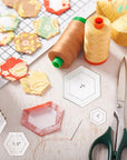 6 Pieces Hexagon Quilting Templates 1 Inch, 1.5 Inch, 2 Inch, 3 Inch, 4 Inch, 5 Inch with 1/4 Inch Seam Allowance, Acrylic Quilting Templates for DIY Quilting Sewing Crafts