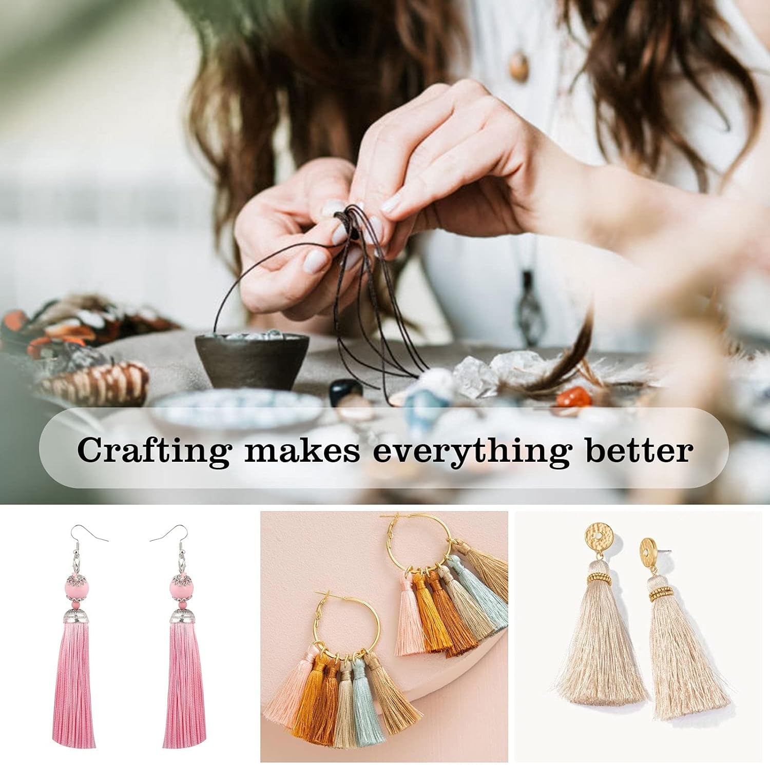 100 Pcs 13Cm/5 Inch Silky Handmade Soft Craft Mini Tassels with Loops for Jewelry Making, DIY Projects, Bookmarks, 20 Colors, 5 Pcs of Each