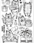 8.3×5.8In Birthday Cats Animal Clear Stamp Sofa Cat Birthday Cake Silicone Clear Stamp Gift Box Seals for DIY Scrapbooking Journals Decorative Cards Making Photo Album Decorative