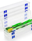 8 Pack Plastic Paint Brush Holder, 13" Long Translucent Watercolor Pens Pencils Case with Buckle Design, Paintbrush Drawing Tools Storage Box Container with Hinged Lid for Artist Art Craft